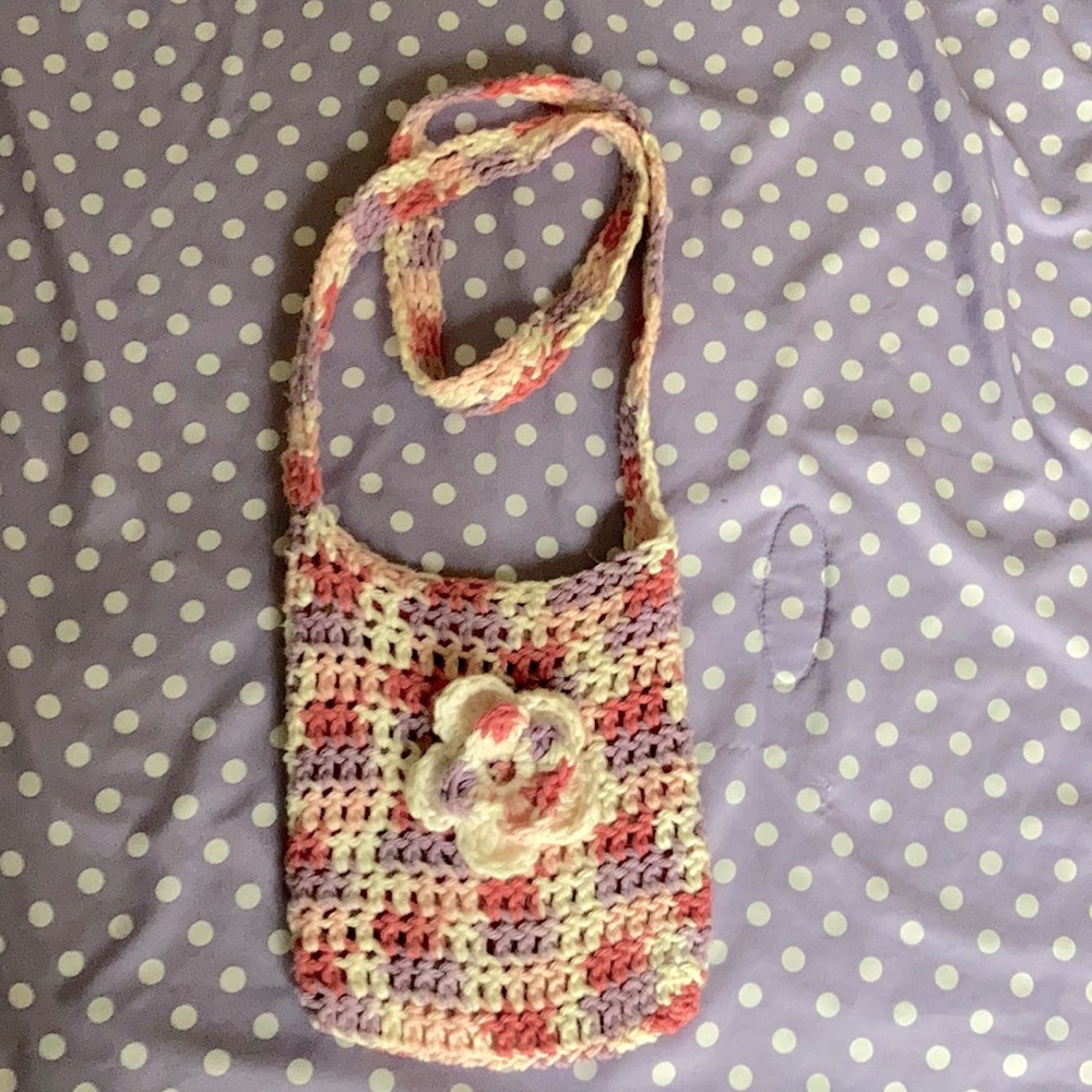 Hand made, crocheted flower bag